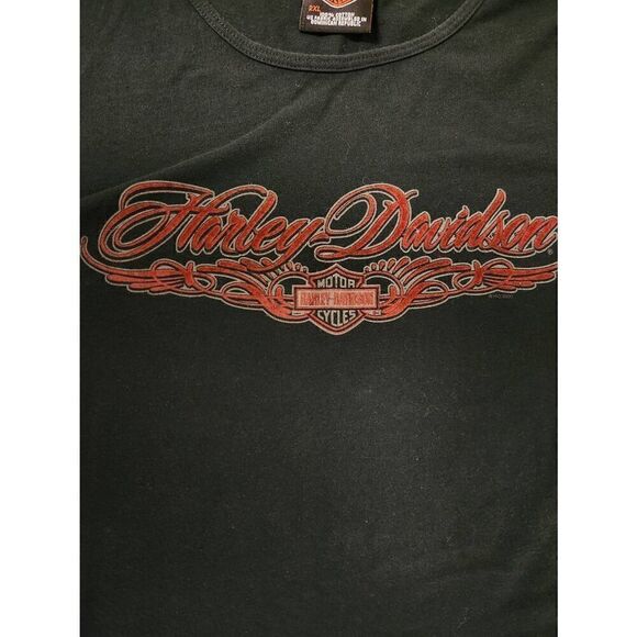 Harley-Davidson 2XL Black short sleeved t-shirt with Harley-Davidson in red velv - Picture 1 of 6